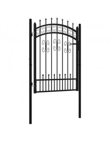 Recinzione Cancello con Punta a Lancia Nera 103x175cm Acciaio