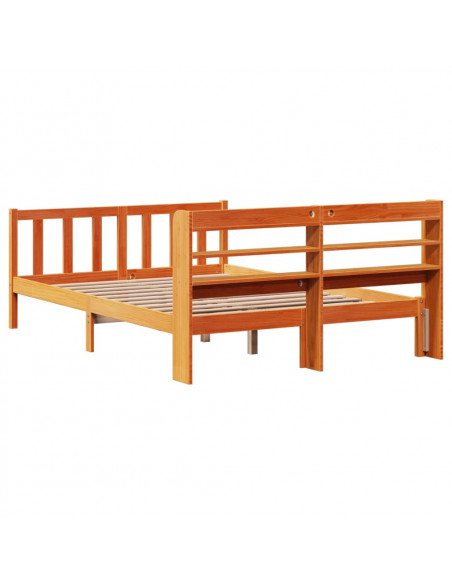 Giroletto con Testiera Marrone Cera 140x190 cm Massello Pino