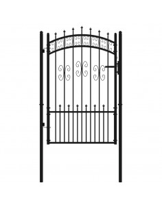 Recinzione Cancello con Punta a Lancia Nera 103x200cm Acciaio 2