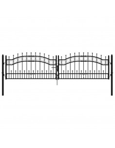 Recinzione Cancello con Punta a Lancia Nera 305x120cm Acciaio 2