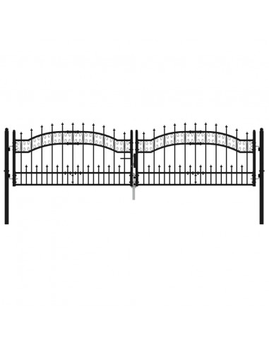 Recinzione Cancello con Punta a Lancia Nera 305x120cm Acciaio