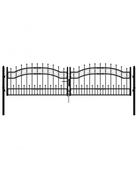 Recinzione Cancello con Punta a Lancia Nera 305x120cm Acciaio