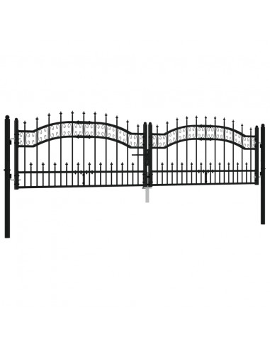 Recinzione Cancello con Punta a Lancia Nera 305x120cm Acciaio