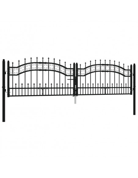 Recinzione Cancello con Punta a Lancia Nera 305x120cm Acciaio
