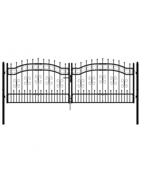 Recinzione Cancello con Punta a Lancia Nera 305x151cm Acciaio
