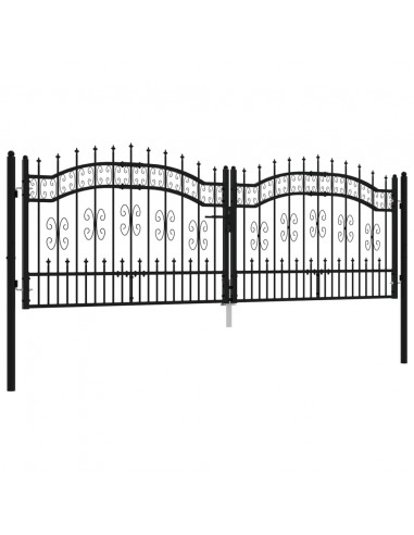 Cancello per recinzione con punta a lancia nero 305x100 cm in acciaio verniciato a polvere