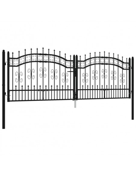 Recinzione Cancello con Punta a Lancia Nera 305x151cm Acciaio