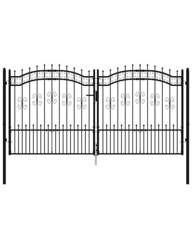 Recinzione Cancello con Punta a Lancia Nera 305x198cm Acciaio