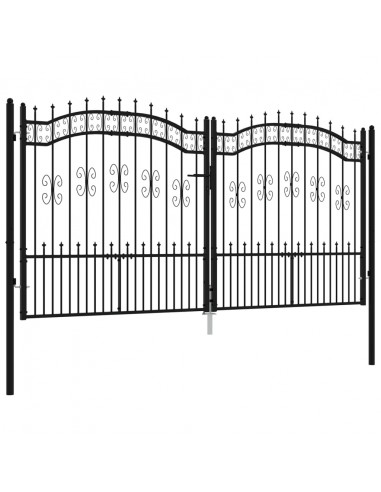 Recinzione Cancello con Punta a Lancia Nera 305x198cm Acciaio