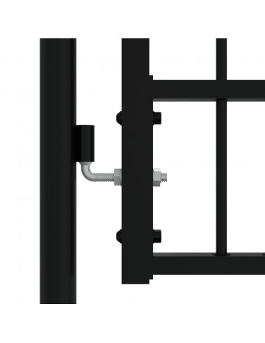 Recinzione Cancello con Punta a Lancia Nera 305x198cm Acciaio