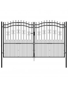 Recinzione Cancello con Punta a Lancia Nera 305x223cm Acciaio 2