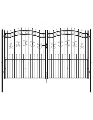 Cancello per recinzione KAMPEN con punta a lancia Nero 302x172 cm in acciaio