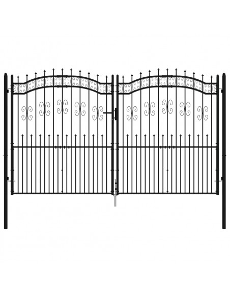 Cancello per recinzione KAMPEN con punta a lancia Nero 302x172 cm in acciaio