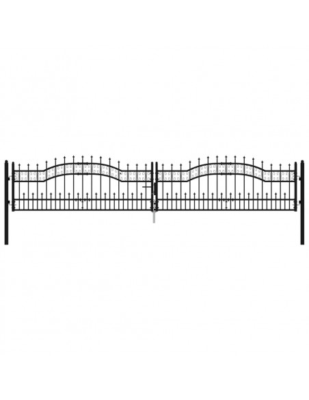 Recinzione Cancello con Punta a Lancia Nera 406x120cm Acciaio