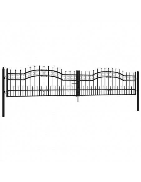 Recinzione Cancello con Punta a Lancia Nera 406x120cm Acciaio