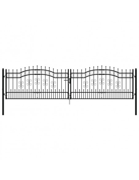 Recinzione Cancello con Punta a Lancia Nera 406x151cm Acciaio