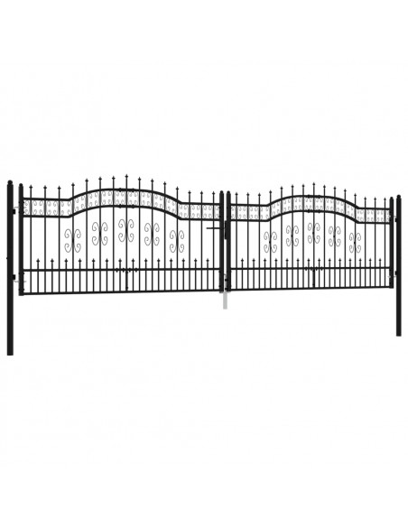 Recinzione Cancello con Punta a Lancia Nera 406x151cm Acciaio
