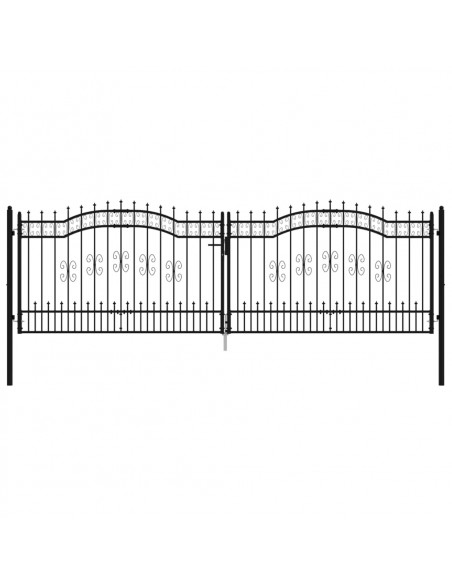 Recinzione Cancello con Punta a Lancia Nera 406x173cm Acciaio