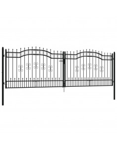 Cancello per recinzione con punta a lancia nero 406x125 cm in acciaio verniciato a polvere 2
