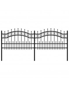Recinzione da Giardino con Punta a Lancia Nera 115cm Acciaio 2