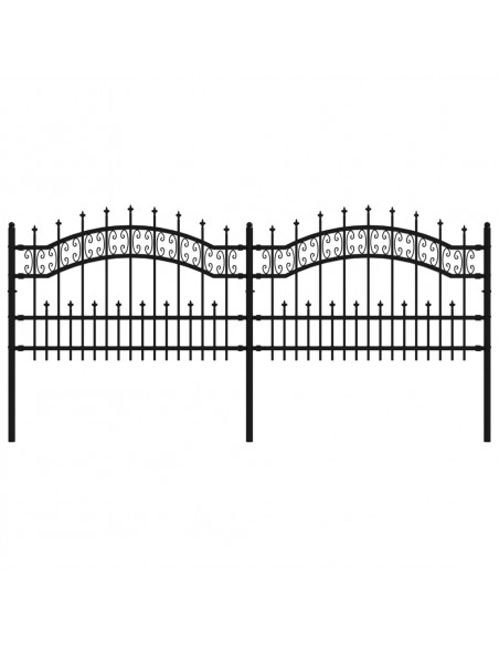 Recinzione da Giardino con Punta a Lancia Nera 115cm Acciaio