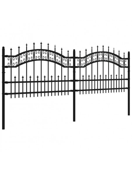 Recinzione da Giardino con Punta a Lancia Nera 115cm Acciaio