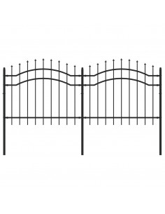 Recinzione da Giardino con Punta a Lancia Nera 140cm Acciaio 2