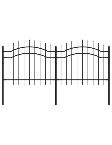 Recinzione da Giardino con Punta a Lancia Nera 140cm Acciaio