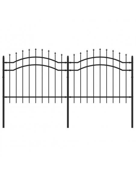 Recinzione da Giardino con Punta a Lancia Nera 140cm Acciaio