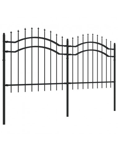 Recinzione da Giardino con Punta a Lancia Nera 140cm Acciaio