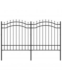 Recinzione da Giardino con Punta a Lancia Nera 165cm Acciaio 2