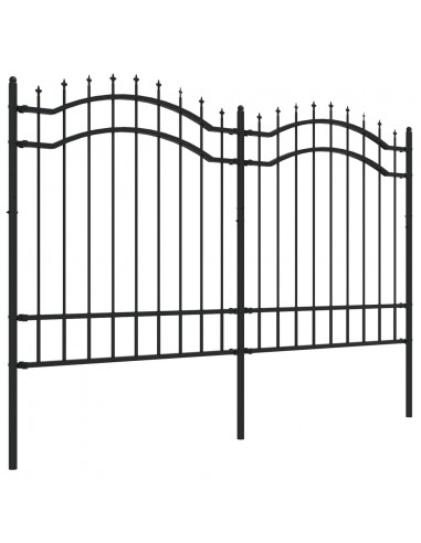 Recinzione da Giardino con Punta a Lancia Nera 165cm Acciaio