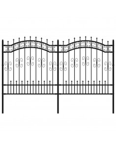 Recinzione da Giardino con Punta a Lancia Nera 165cm Acciaio 2