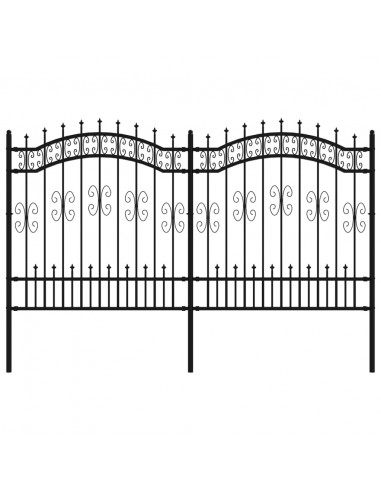 Recinzione da Giardino con Punta a Lancia Nera 165cm Acciaio