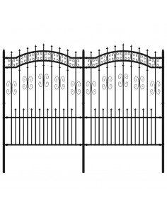 Recinzione da Giardino con Punta a Lancia Nera 190cm Acciaio 2