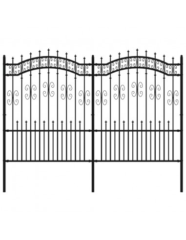 Recinzione da Giardino con Punta a Lancia Nera 190cm Acciaio