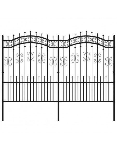 Recinzione da Giardino con Punta a Lancia Nera 190cm Acciaio