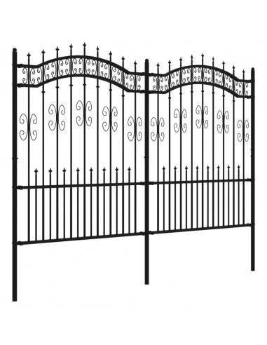 Recinzione da Giardino con Punta a Lancia Nera 190cm Acciaio