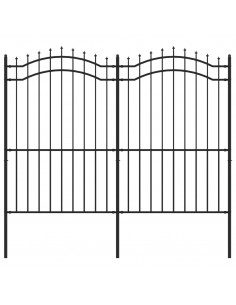 Recinzione da Giardino con Punta a Lancia Nera 222cm Acciaio 2