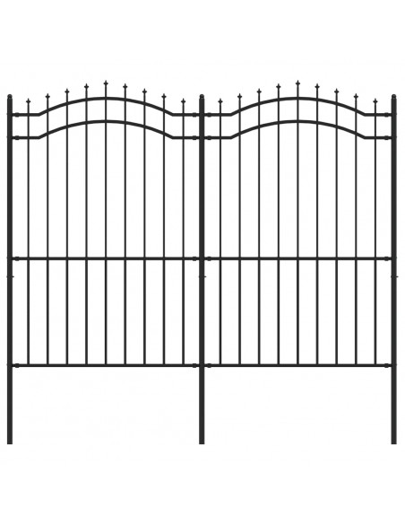 Recinzione da Giardino con Punta a Lancia Nera 222cm Acciaio