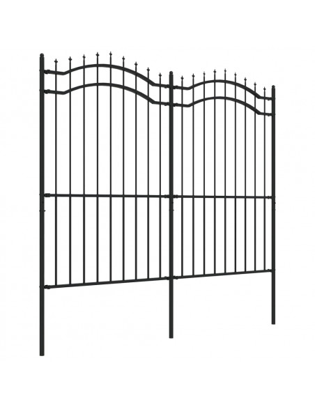 Recinzione da Giardino con Punta a Lancia Nera 222cm Acciaio