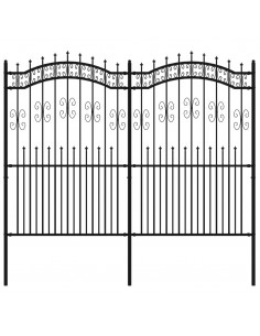 Recinzione da Giardino con Punta a Lancia Nera 222cm Acciaio 2