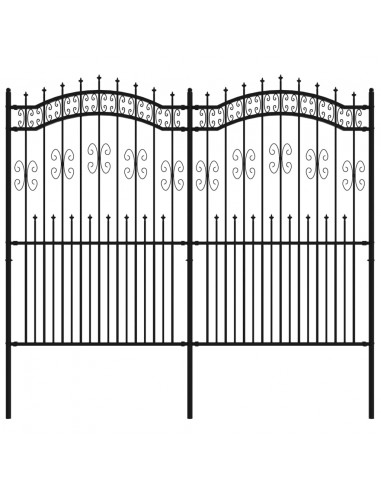 Recinzione da Giardino con Punta a Lancia Nera 222cm Acciaio