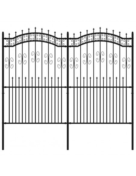 Recinzione da Giardino con Punta a Lancia Nera 222cm Acciaio
