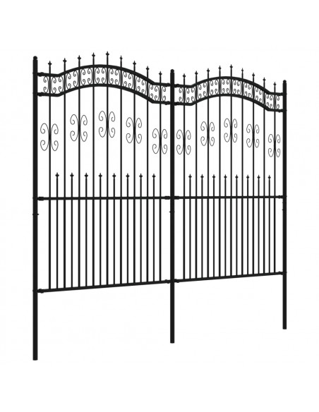 Recinzione da Giardino con Punta a Lancia Nera 222cm Acciaio
