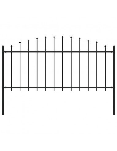 Recinzione Giardino Punta a Lancia (0,5-0,75)x1,7m Acciaio Nero