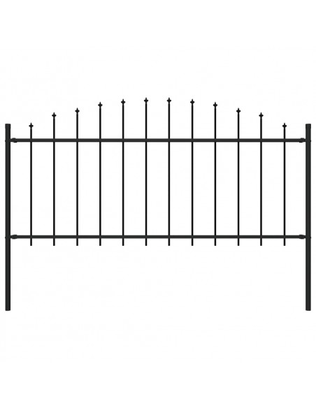 Recinzione Giardino Punta a Lancia (0,5-0,75)x1,7m Acciaio Nero