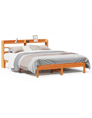 Letto senza Materasso Marrone Cera 150x200 cm in Legno di Pino