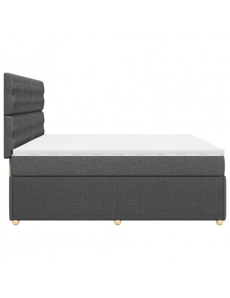 Giroletto a Molle con Materasso Grigio Scuro 200x200 cm Tessuto