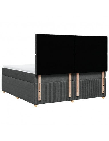 Giroletto a Molle con Materasso Grigio Scuro 200x200 cm Tessuto